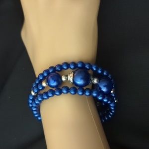 Blue beaded wrap around bracelet